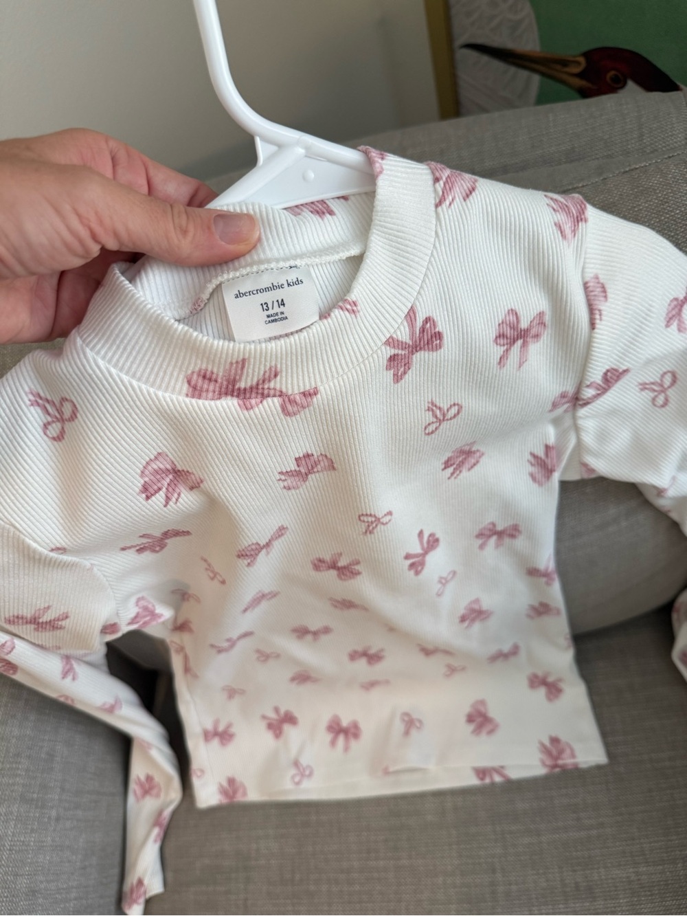 Abercrombie Kids White & Bow Ribbed Mock Turtleneck